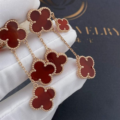 [⭐Sparkve]CLOVER EARRINGS CARNELIAN 4 MOTIFS PINK GOLD