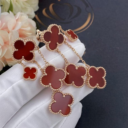 [⭐Sparkve]CLOVER EARRINGS CARNELIAN 4 MOTIFS PINK GOLD