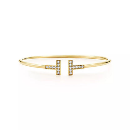 [⭐Sparkve Jewels]T BRACELET 1.8MM GOLD DIAMOND