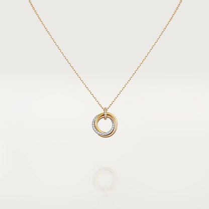 [⭐Sparkve]TRINITY NECKLACE SILVER GOLD PINK GOLD DIAMONDS