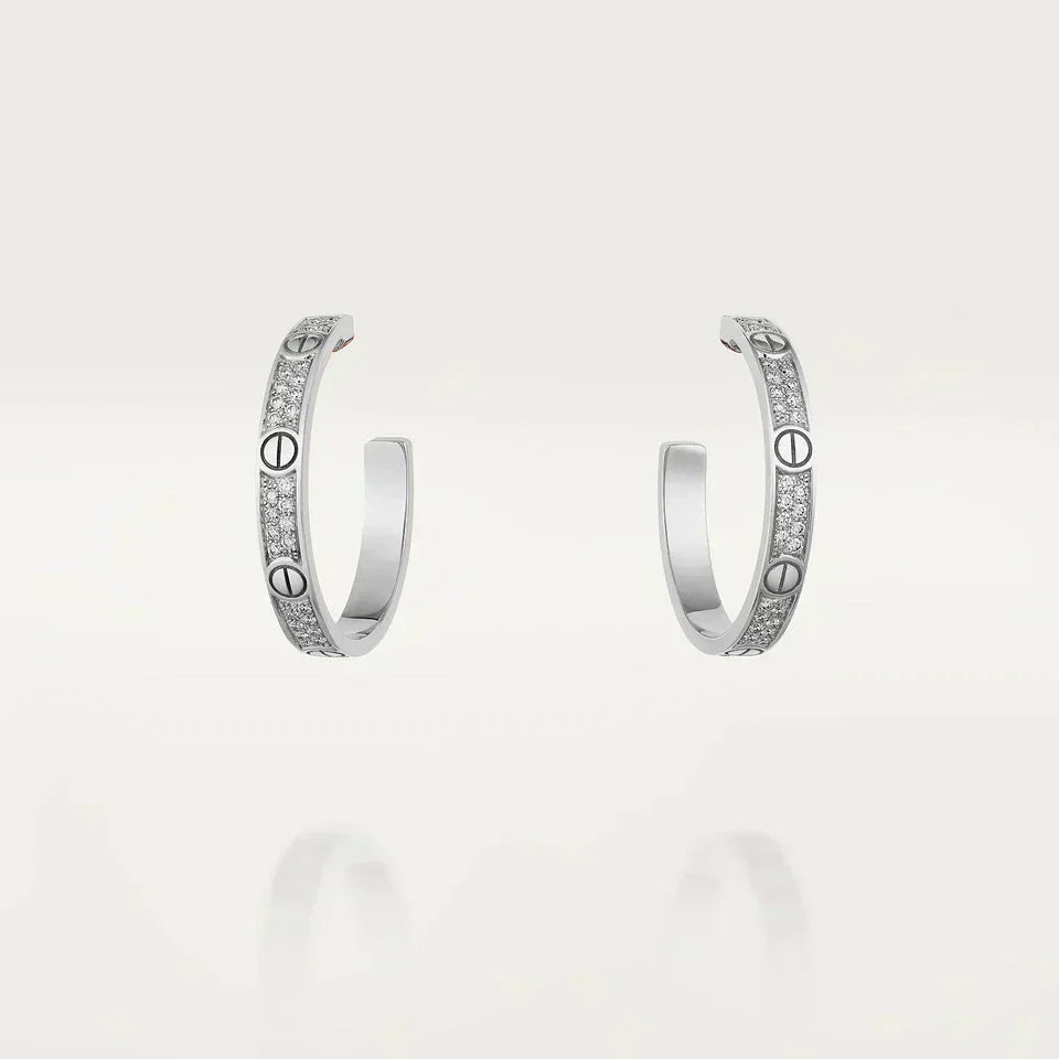 [⭐Sparkve]LOVE DIAMOND SILVER HOOP EARRINGS