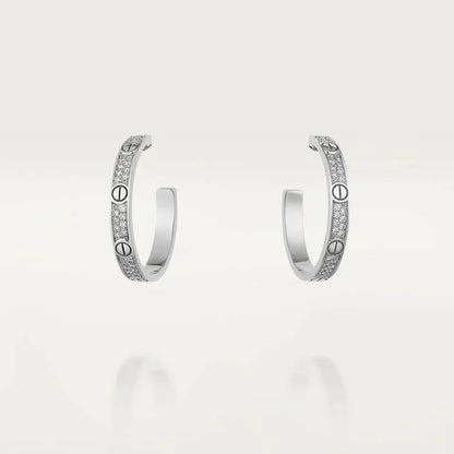 [⭐Sparkve]LOVE DIAMOND SILVER HOOP EARRINGS