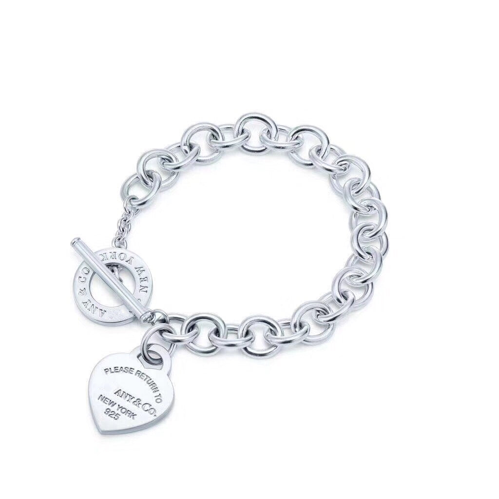 [⭐Sparkve Jewels]LOVE HEART PIN BUCKLE RETURN TO TIF SILVER BRACELET