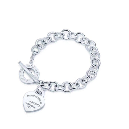 [⭐Sparkve Jewels]LOVE HEART PIN BUCKLE RETURN TO TIF SILVER BRACELET