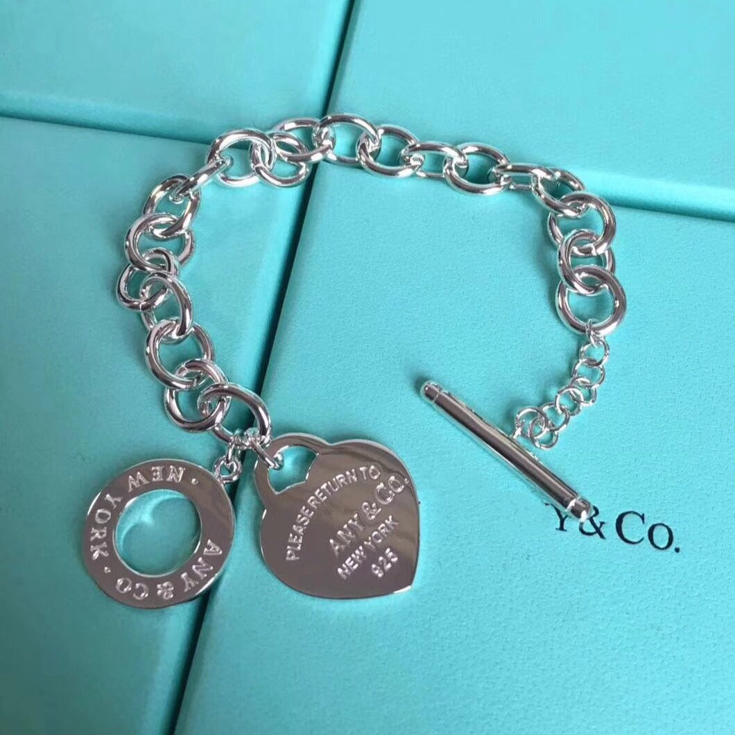 [⭐Sparkve Jewels]LOVE HEART PIN BUCKLE RETURN TO TIF SILVER BRACELET