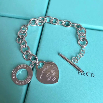 [⭐Sparkve Jewels]LOVE HEART PIN BUCKLE RETURN TO TIF SILVER BRACELET