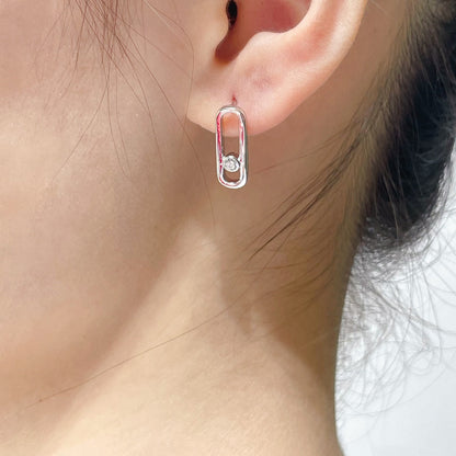 [⭐Sparkve]MOVE UNO SMALL 1 DIAMOND EARRINGS