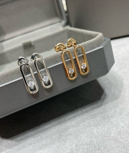 [⭐Sparkve]MOVE UNO SMALL 1 DIAMOND EARRINGS