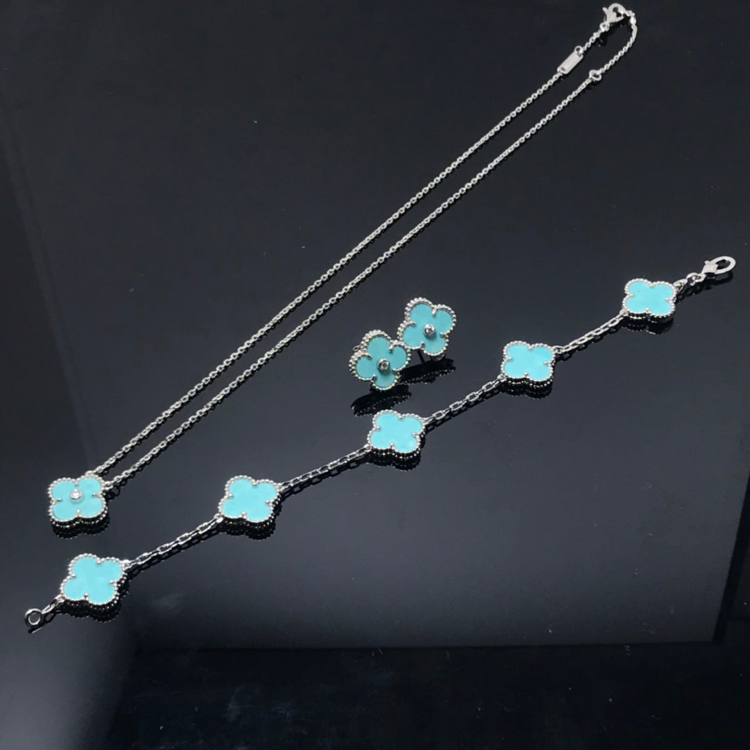 [⭐Sparkve]CLOVER 1 DIAMOND BLUE SKY SILVER EARRINGS