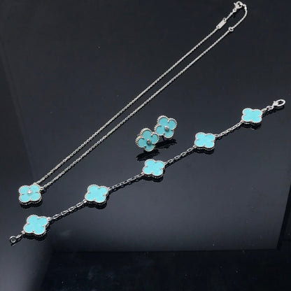 [⭐Sparkve]CLOVER 1 DIAMOND BLUE SKY SILVER EARRINGS