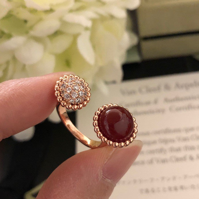 [⭐Sparkve]PERLEE COULEURS DIAMOND ROSE GOLD BETWEEN THE FINGER RING