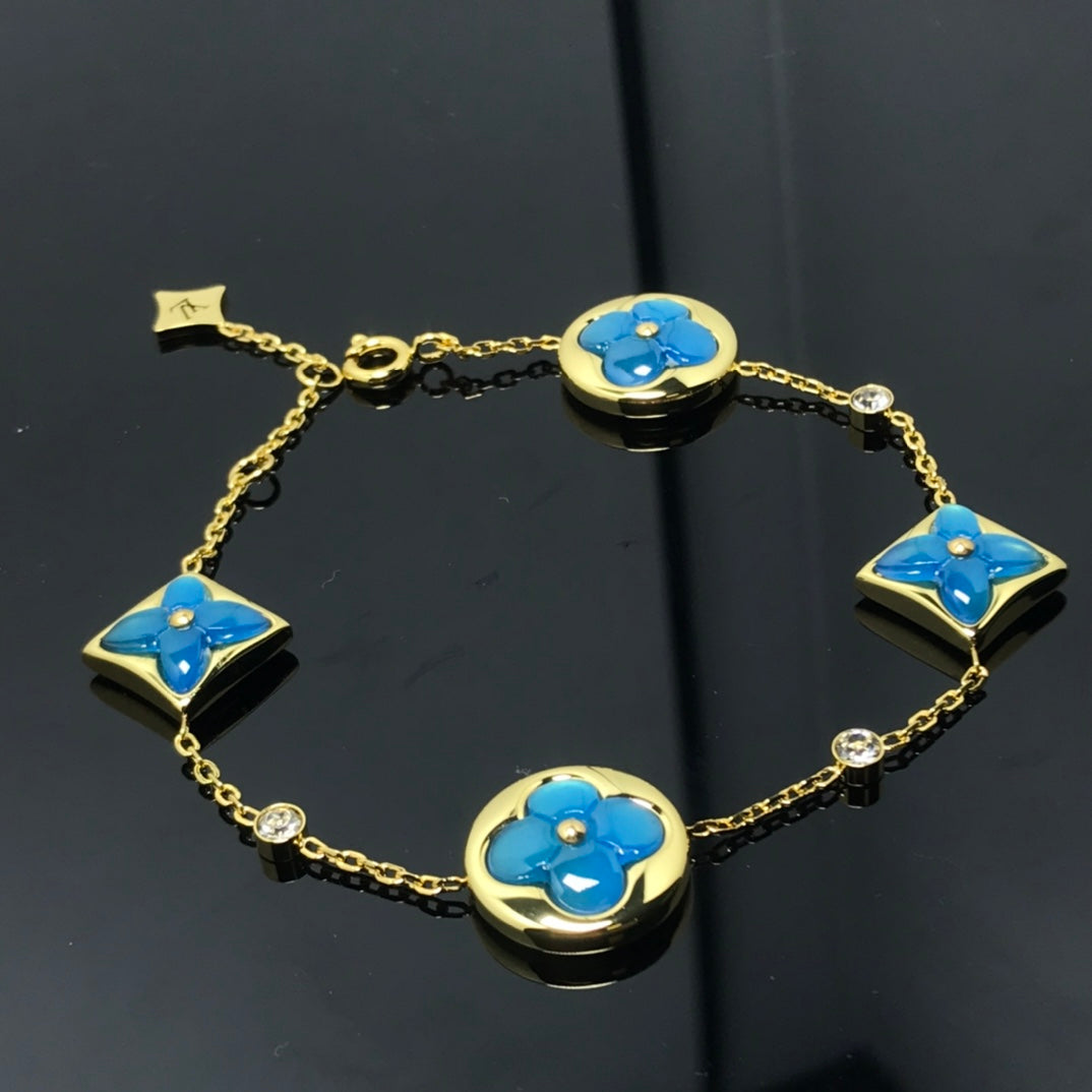 [⭐Sparkve]STAR AND SUN 4 MOTIF BLUE BRACELET