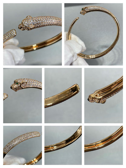 [⭐Sparkve]PANTHERE FULL DIAMOND OPEN BRACELET