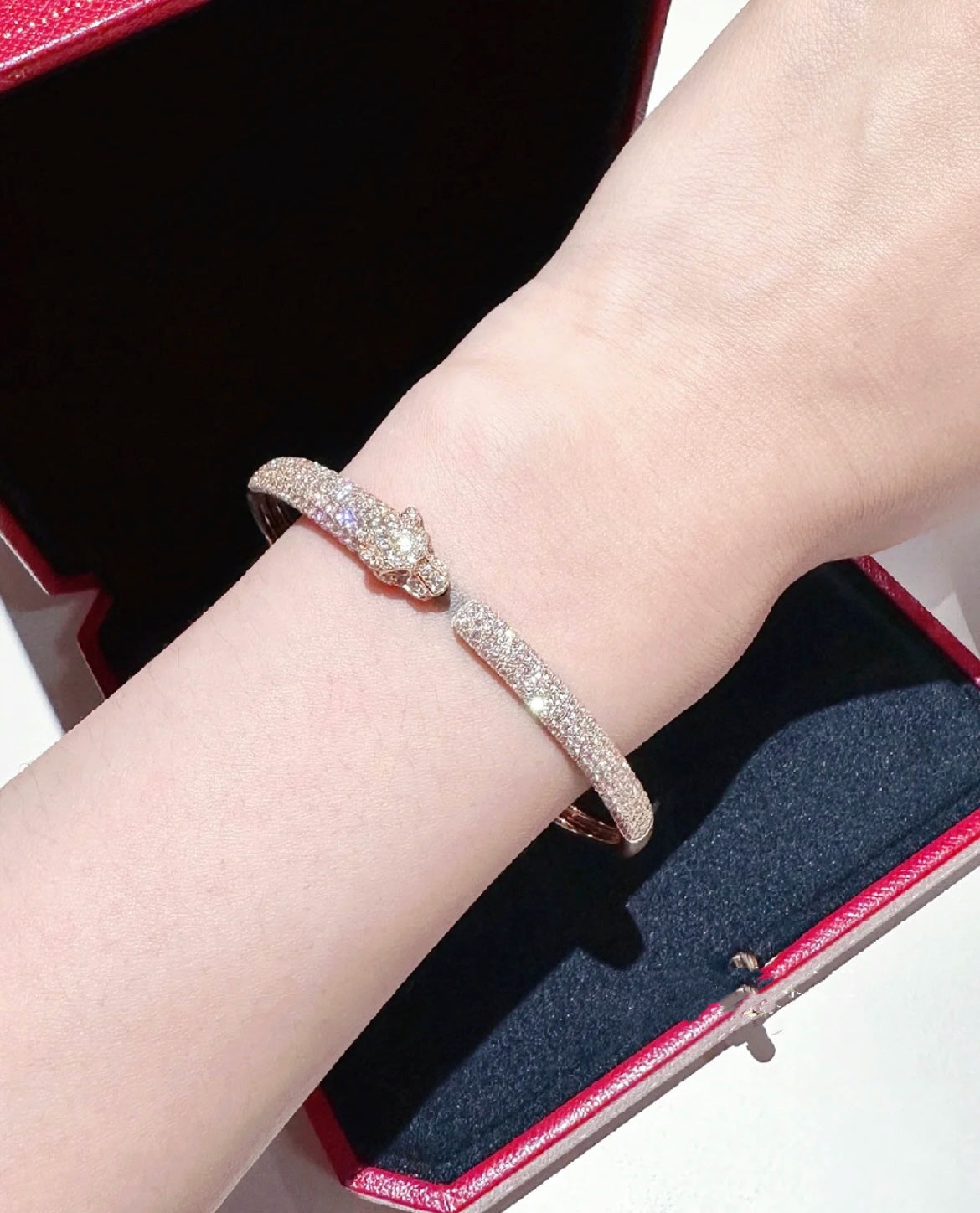 [⭐Sparkve]PANTHERE FULL DIAMOND OPEN BRACELET