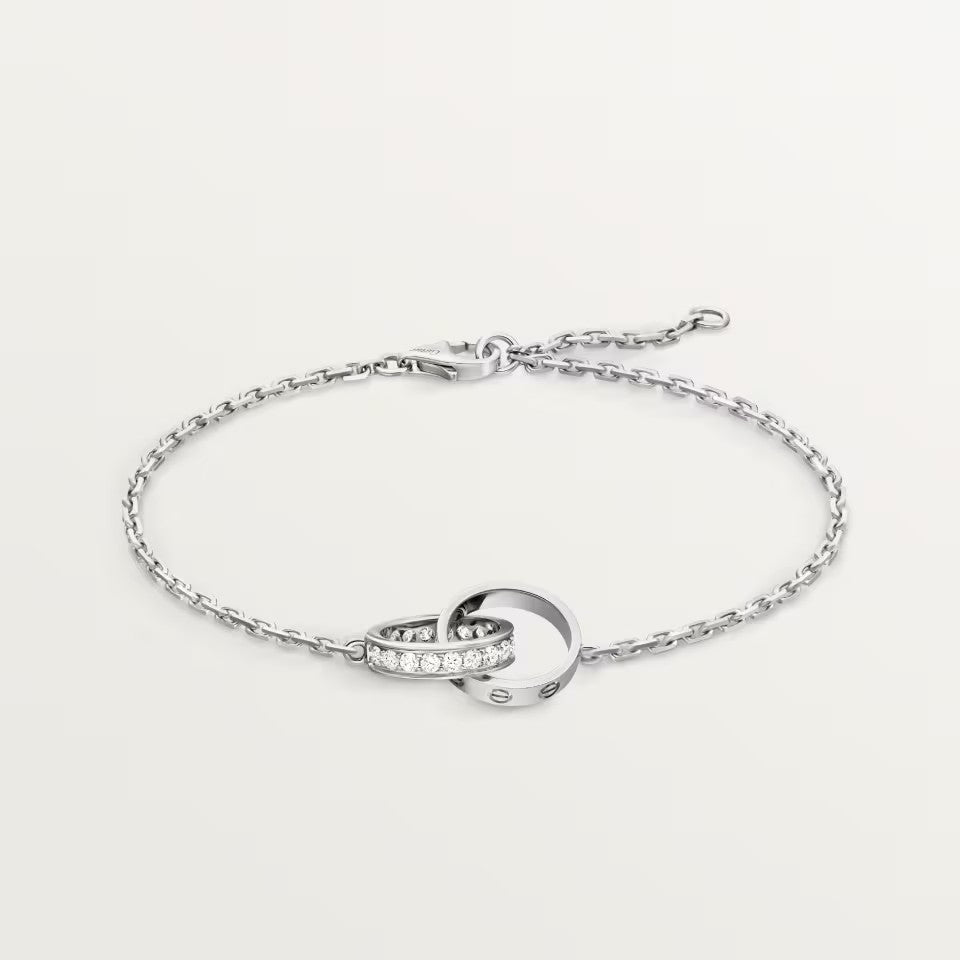 [⭐Sparkve]LOVE DOUBLE RING HALF DIAMOND BRACELET