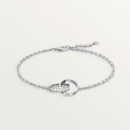 [⭐Sparkve]LOVE DOUBLE RING HALF DIAMOND BRACELET
