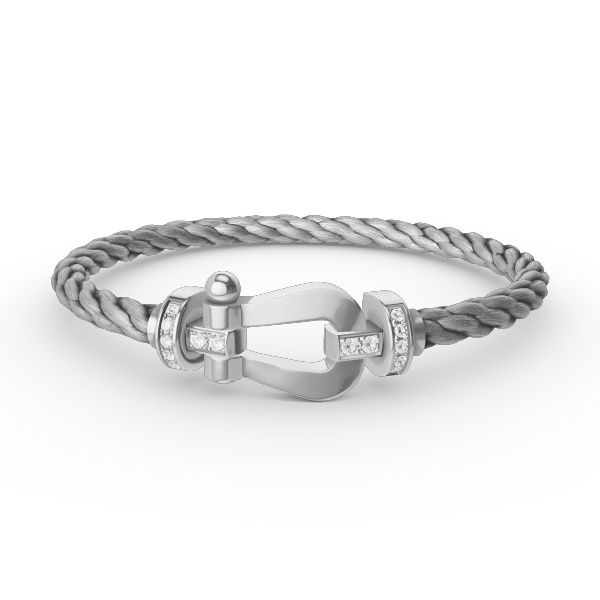 [⭐Sparkve]FORCE LARGE HORSESHOE HALF DIAMOND BRACELET SILVER