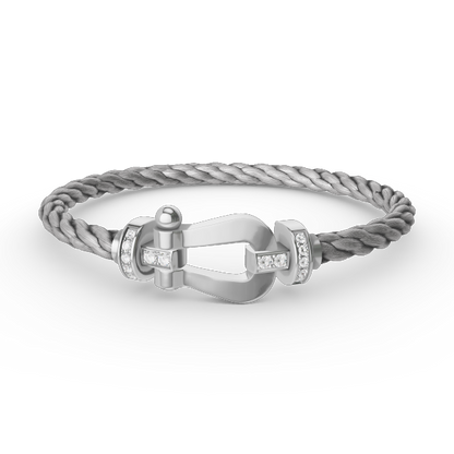 [⭐Sparkve]FORCE LARGE HORSESHOE HALF DIAMOND BRACELET SILVER