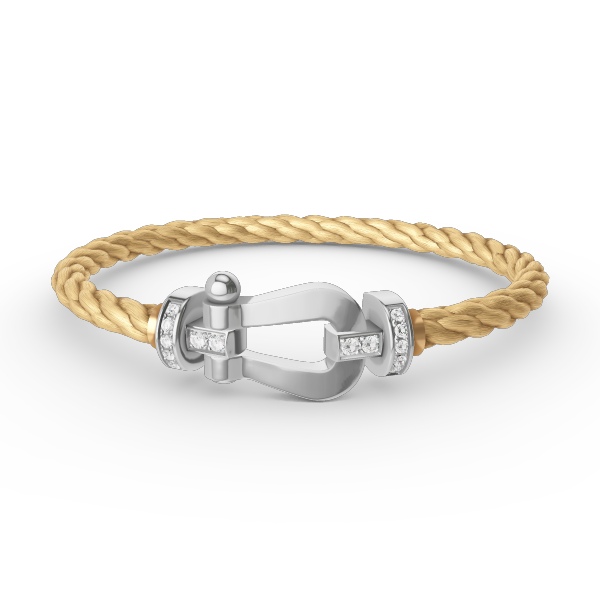 [⭐Sparkve]FORCE LARGE HORSESHOE HALF DIAMOND BRACELET SILVER