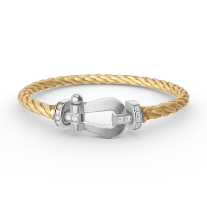 [⭐Sparkve]FORCE LARGE HORSESHOE HALF DIAMOND BRACELET SILVER