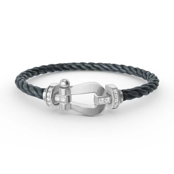 [⭐Sparkve]FORCE LARGE HORSESHOE HALF DIAMOND BRACELET SILVER