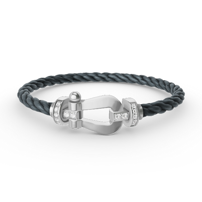 [⭐Sparkve]FORCE LARGE HORSESHOE HALF DIAMOND BRACELET SILVER