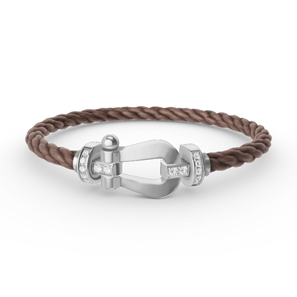 [⭐Sparkve]FORCE LARGE HORSESHOE HALF DIAMOND BRACELET SILVER