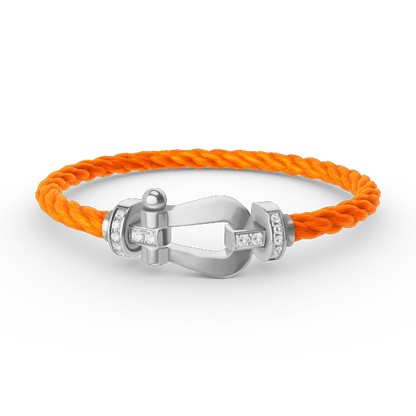 [⭐Sparkve]FORCE LARGE HORSESHOE HALF DIAMOND BRACELET SILVER