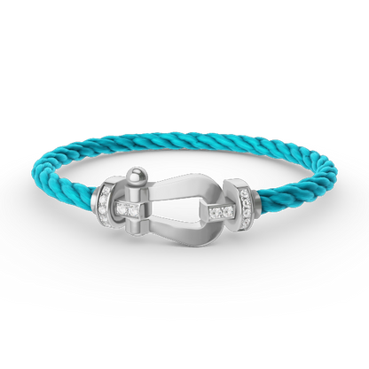 [⭐Sparkve]FORCE LARGE HORSESHOE HALF DIAMOND BRACELET SILVER