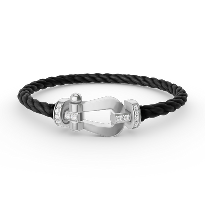 [⭐Sparkve]FORCE LARGE HORSESHOE HALF DIAMOND BRACELET SILVER
