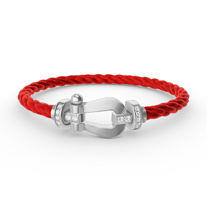 [⭐Sparkve]FORCE LARGE HORSESHOE HALF DIAMOND BRACELET SILVER