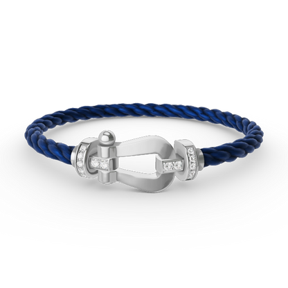 [⭐Sparkve]FORCE LARGE HORSESHOE HALF DIAMOND BRACELET SILVER