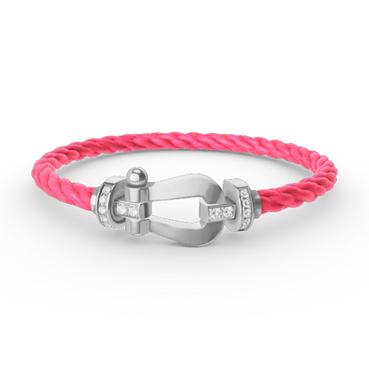 [⭐Sparkve]FORCE LARGE HORSESHOE HALF DIAMOND BRACELET SILVER