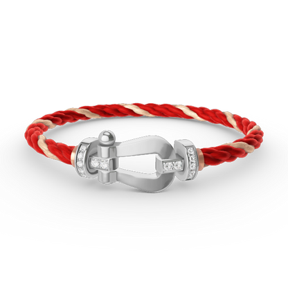 [⭐Sparkve]FORCE LARGE HORSESHOE HALF DIAMOND BRACELET SILVER