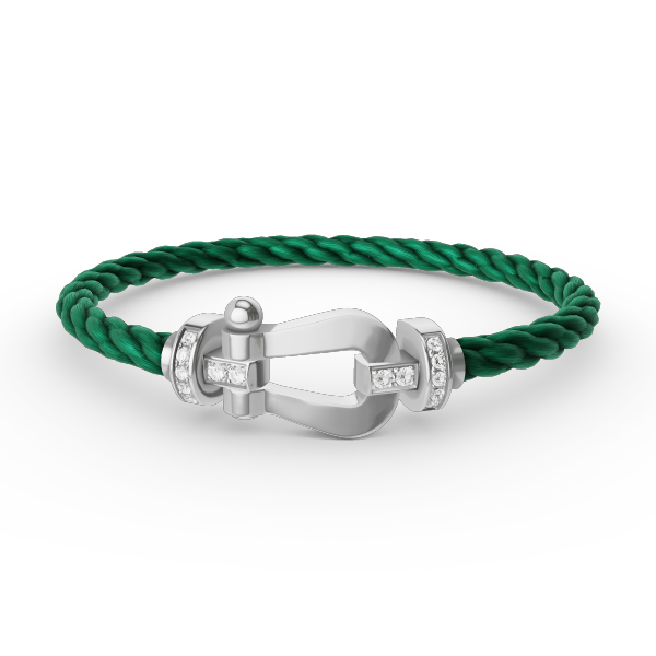 [⭐Sparkve]FORCE LARGE HORSESHOE HALF DIAMOND BRACELET SILVER