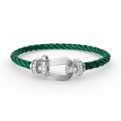 [⭐Sparkve]FORCE LARGE HORSESHOE HALF DIAMOND BRACELET SILVER