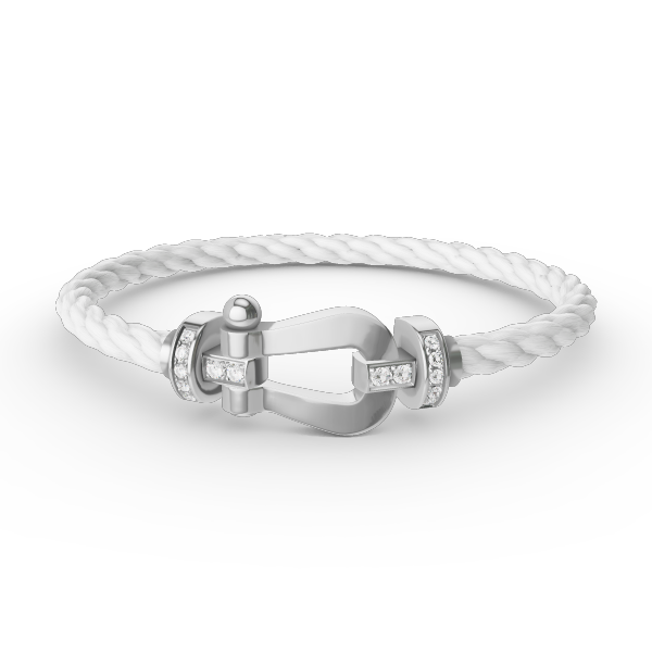 [⭐Sparkve]FORCE LARGE HORSESHOE HALF DIAMOND BRACELET SILVER