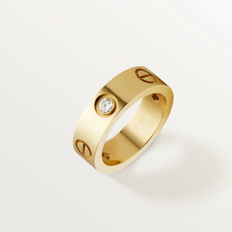 [⭐Sparkve]LOVE RING 5.5MM 3 DIAMONDS PINK GOLD