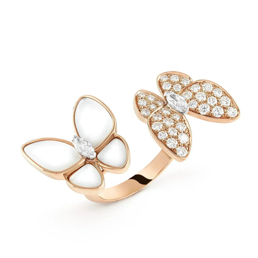 [⭐Sparkve]TWIN BUTTERFLY DIAMOND MOP RING
